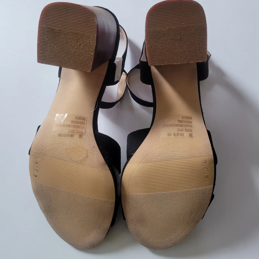 Kensie Exalia Black Suede Block Heel‎ Sandals – Women's Size 9